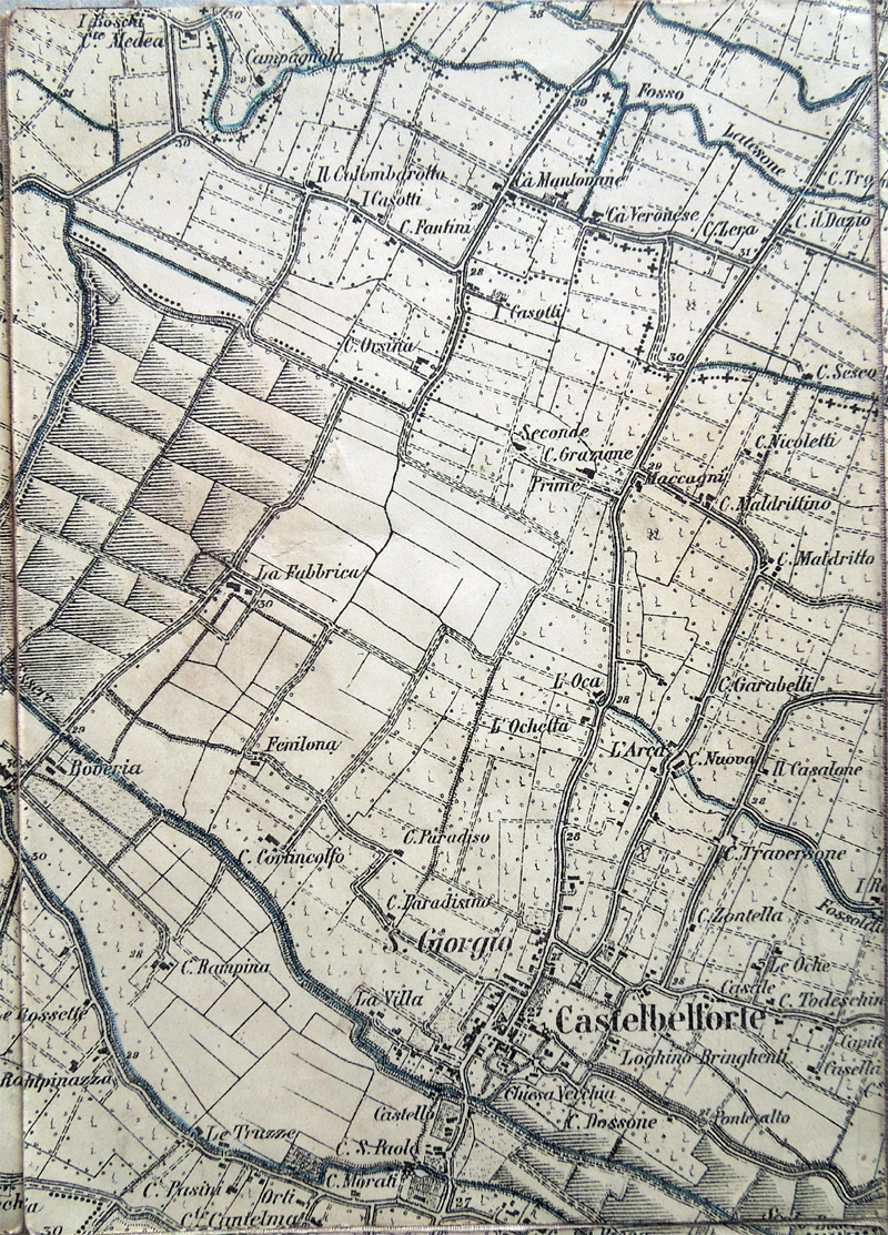 CASTELBELFORTE CARTA TOPOGRAFICA MILITARE FINE '800, STRADELLA